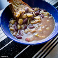 Potato, rosemary, kidney bean soup